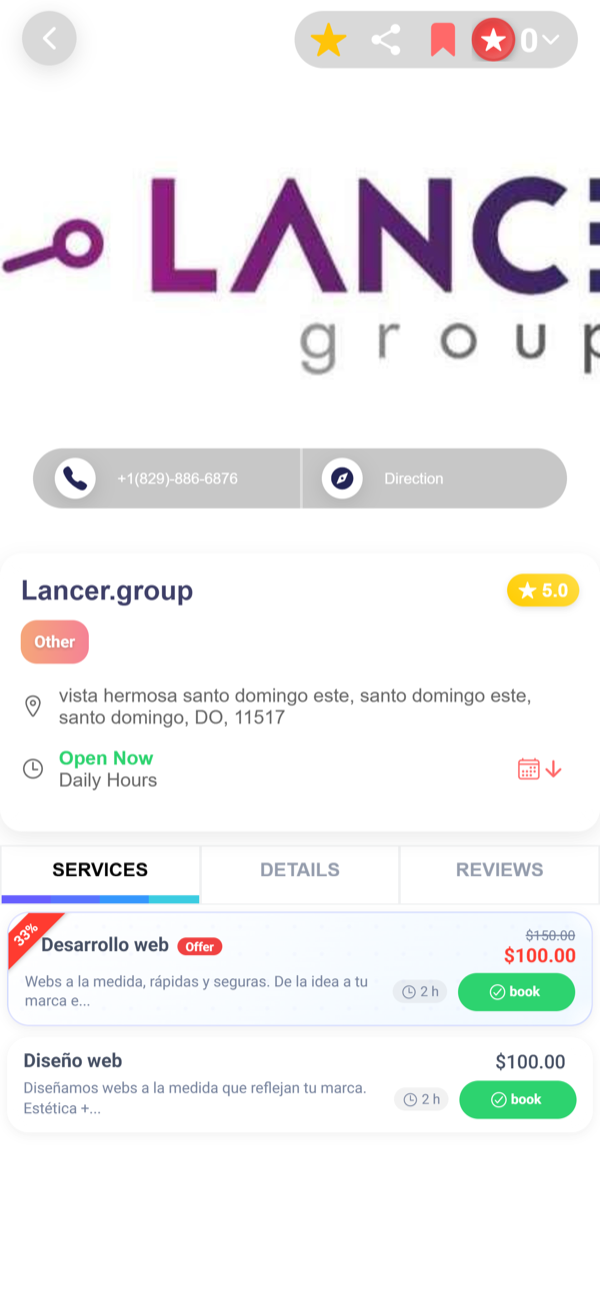 Look at a business's services