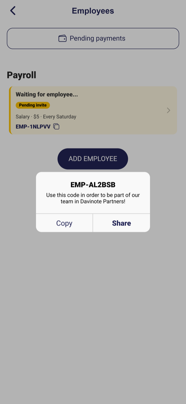Share the invitation code