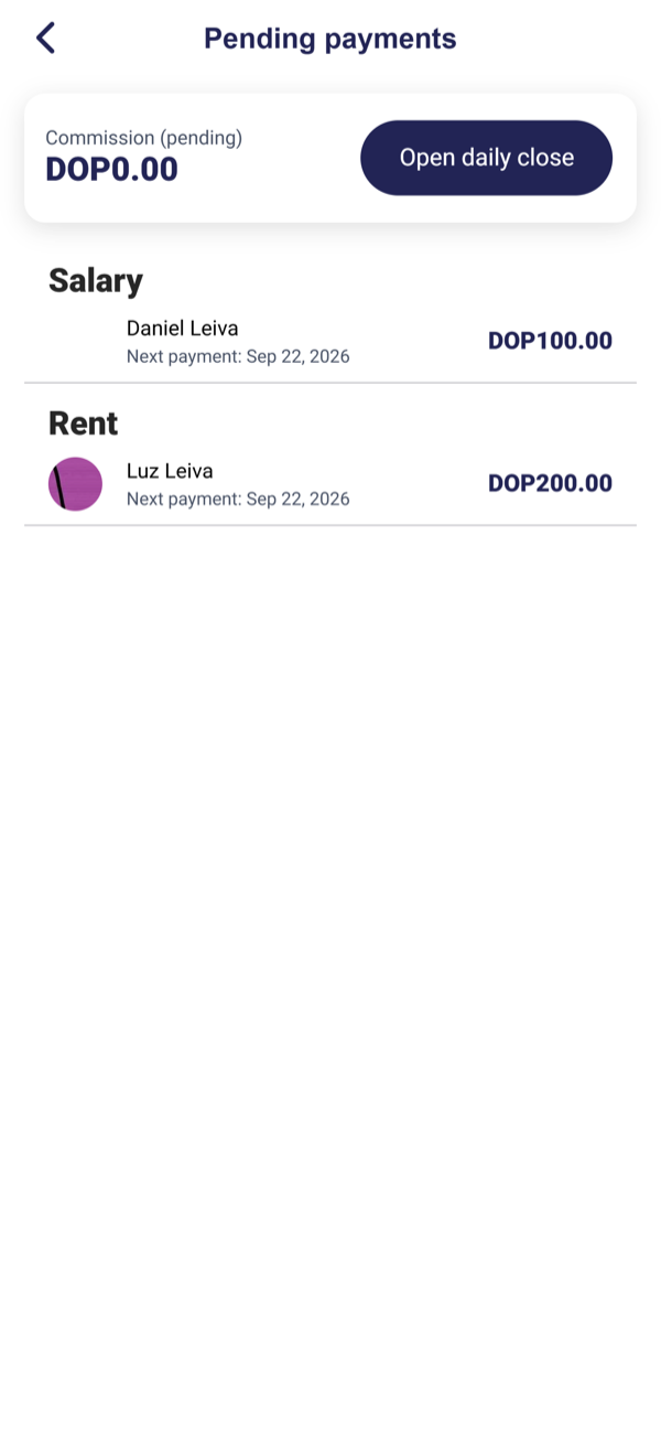 Open Pending payments