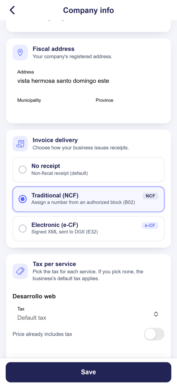 Choose how you issue receipts