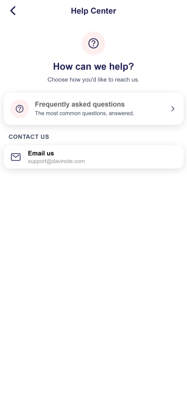 Open Help and support