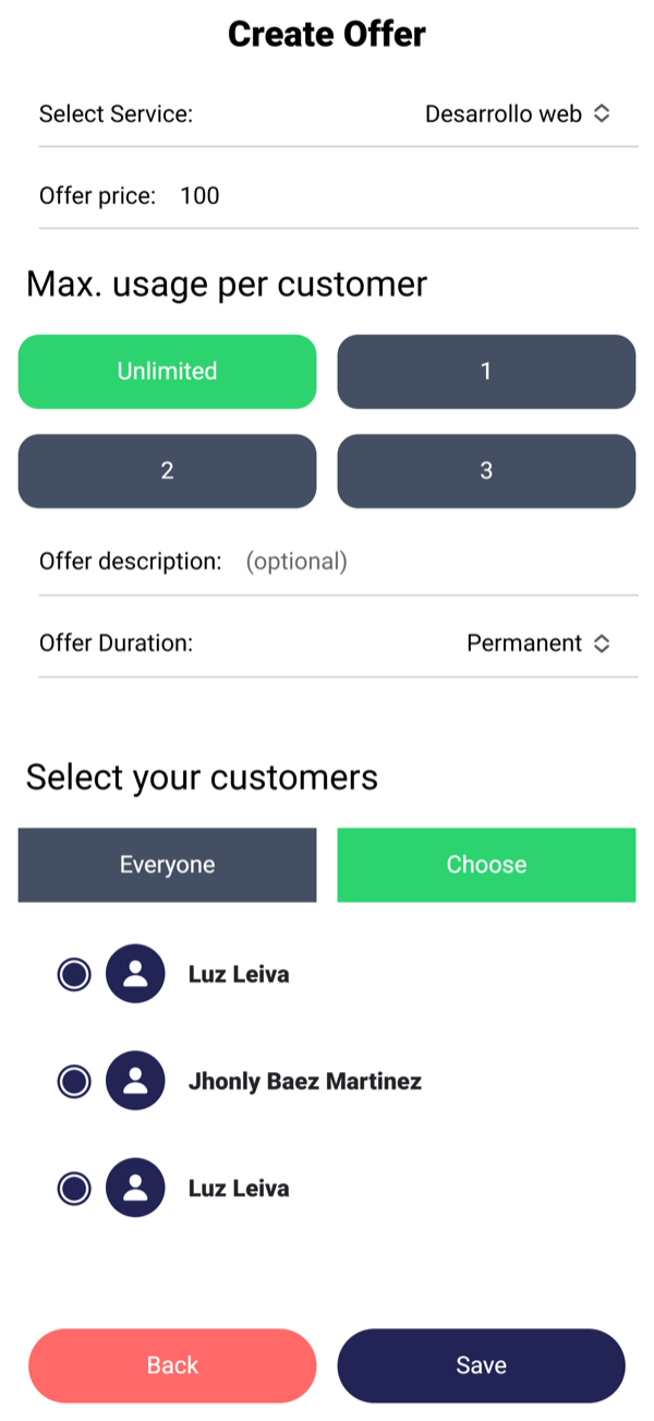 Pick the service and the reduced price